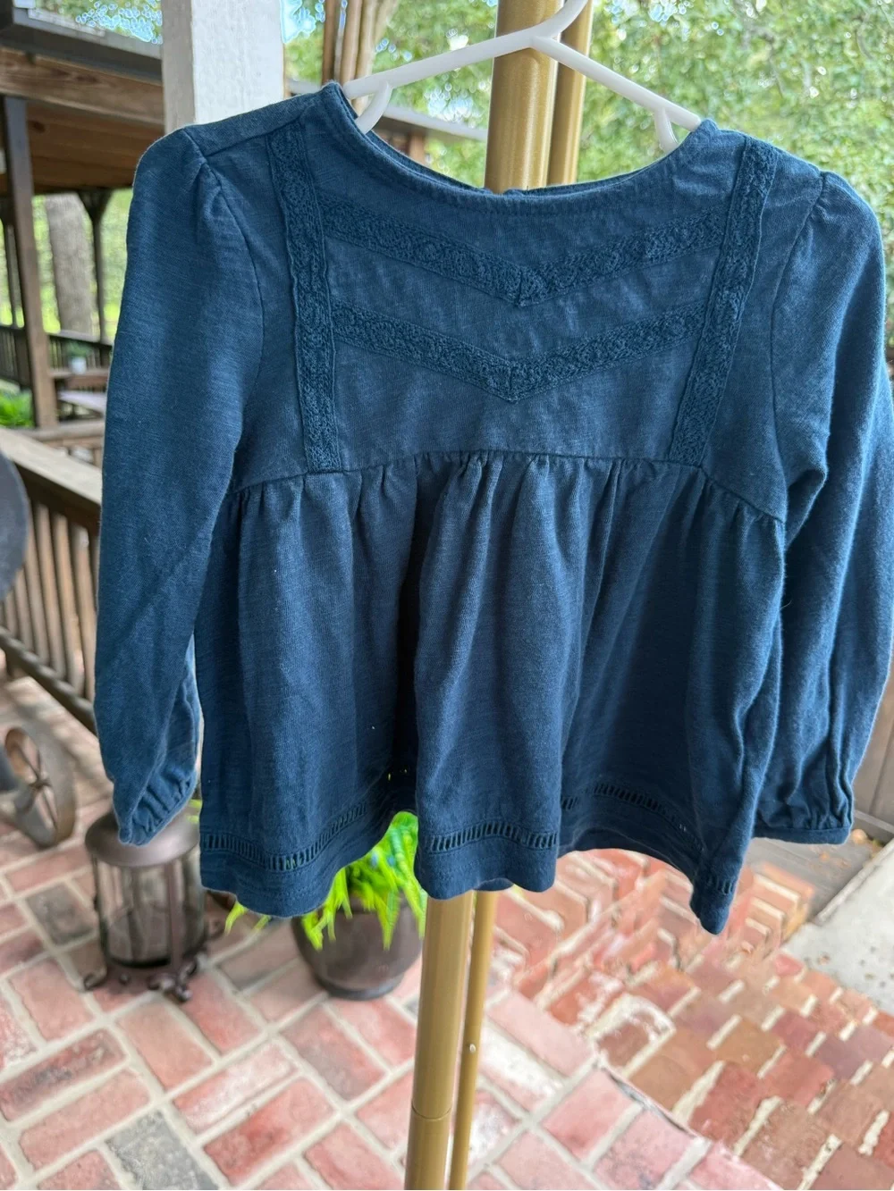 Old Navy Navy Blue Long-Sleeve Peplum Top for Girls 2T